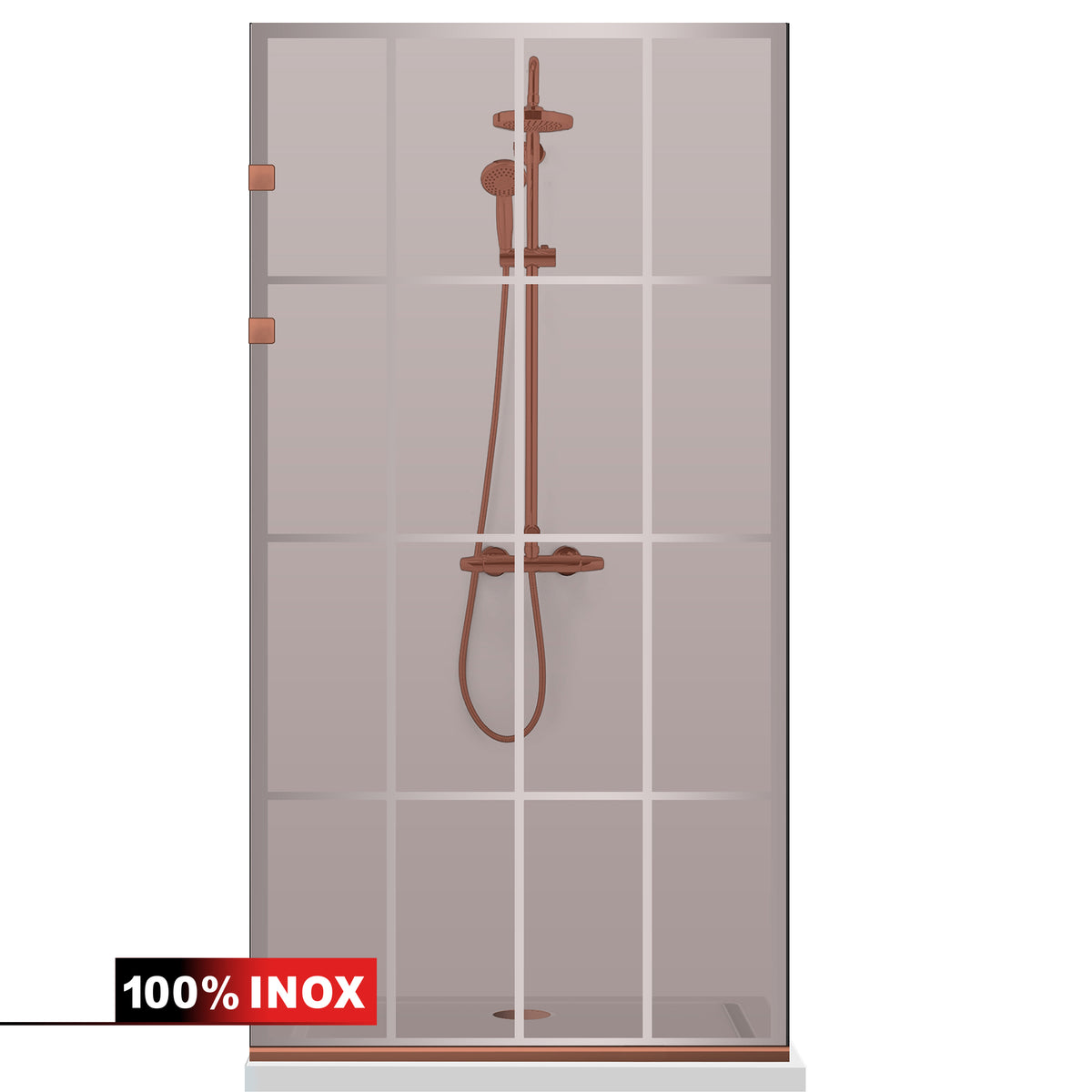Zuhanyfal Walk-in, Zuhanyfal Rozsdamentes acél, réz #Bronz