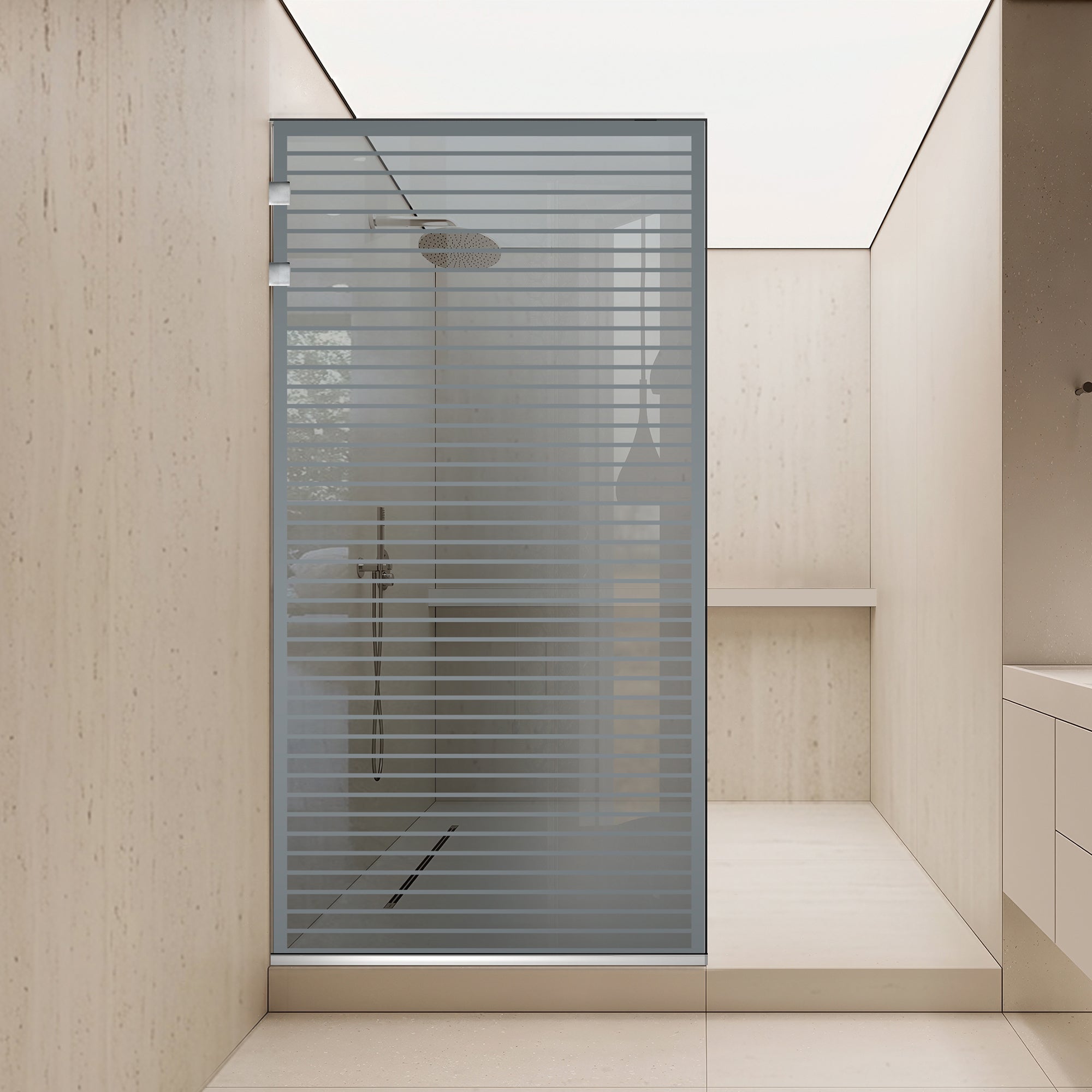 Paravan dus Walk-in, Perete dus Inox, #Gri