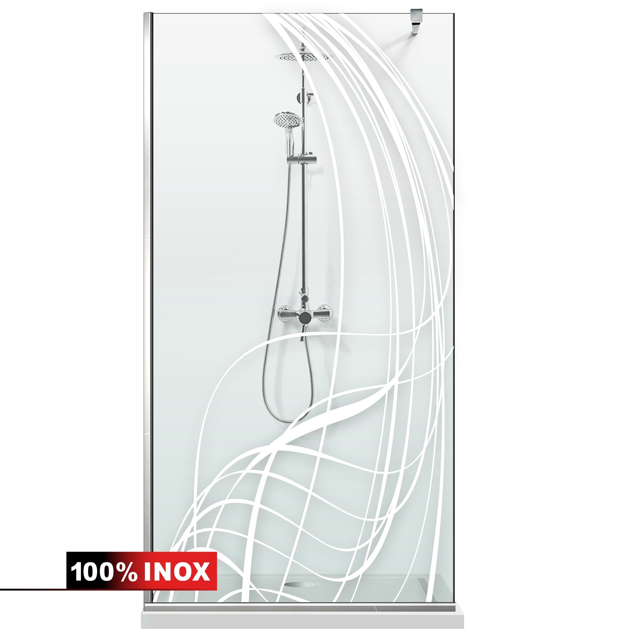 Paravan dus Walk-in, Perete dus Inox, #Clara #Víztiszta