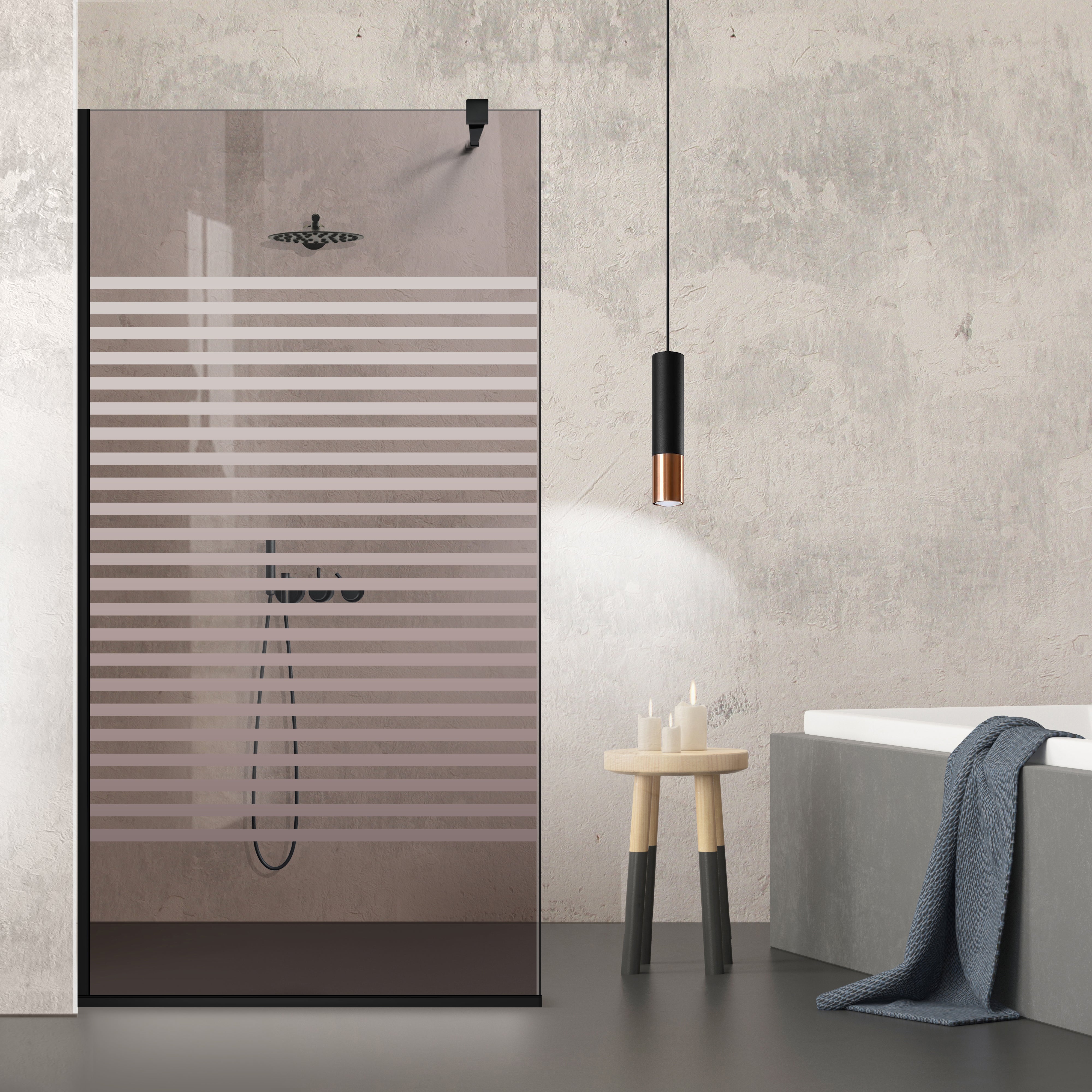 Paravan dus Walk-in, Perete dus Negru, #Bronz #Bronz