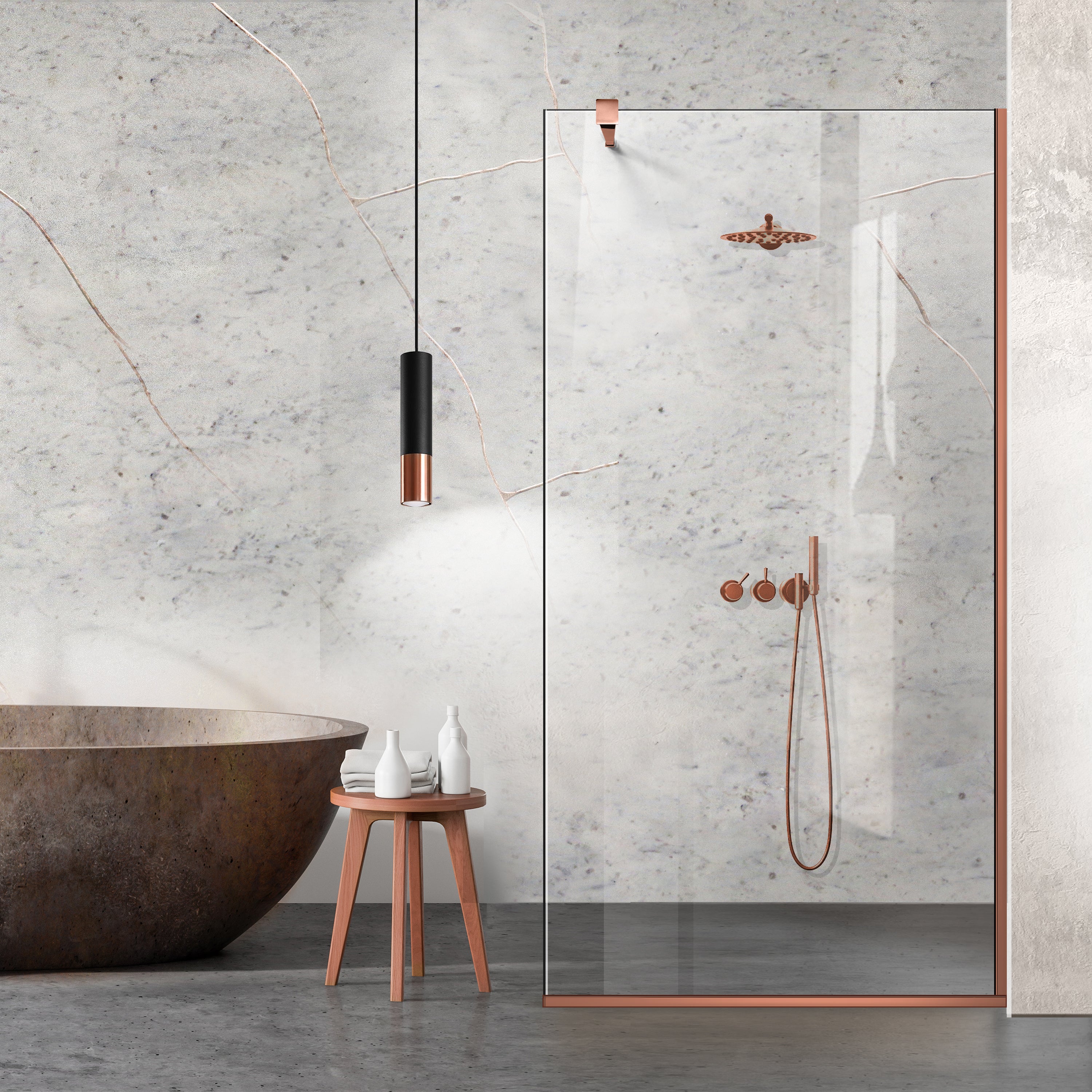 Paravan dus Walk-in, Perete dus Inox, negru mat, #Clara #Víztiszta