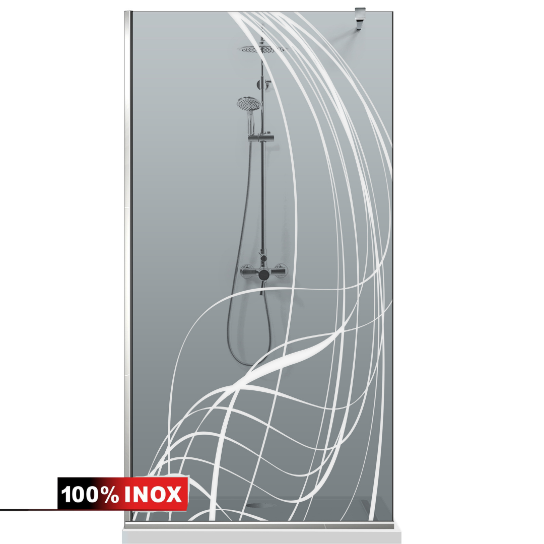 Paravan dus Walk-in, Perete dus Inox, #Gri #Szürke