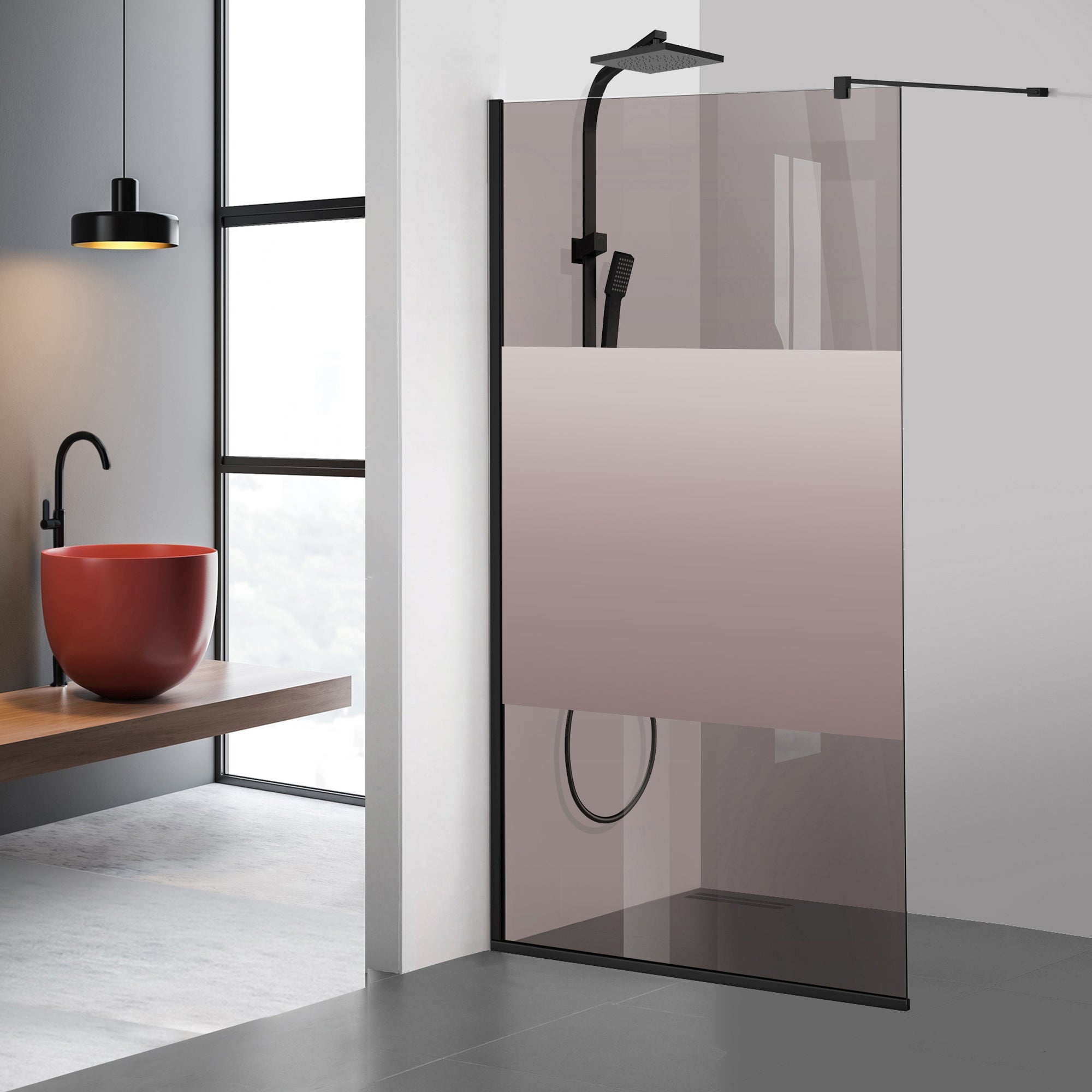 Paravan dus Walk-in, Perete dus Negru, #Bronz #Bronz