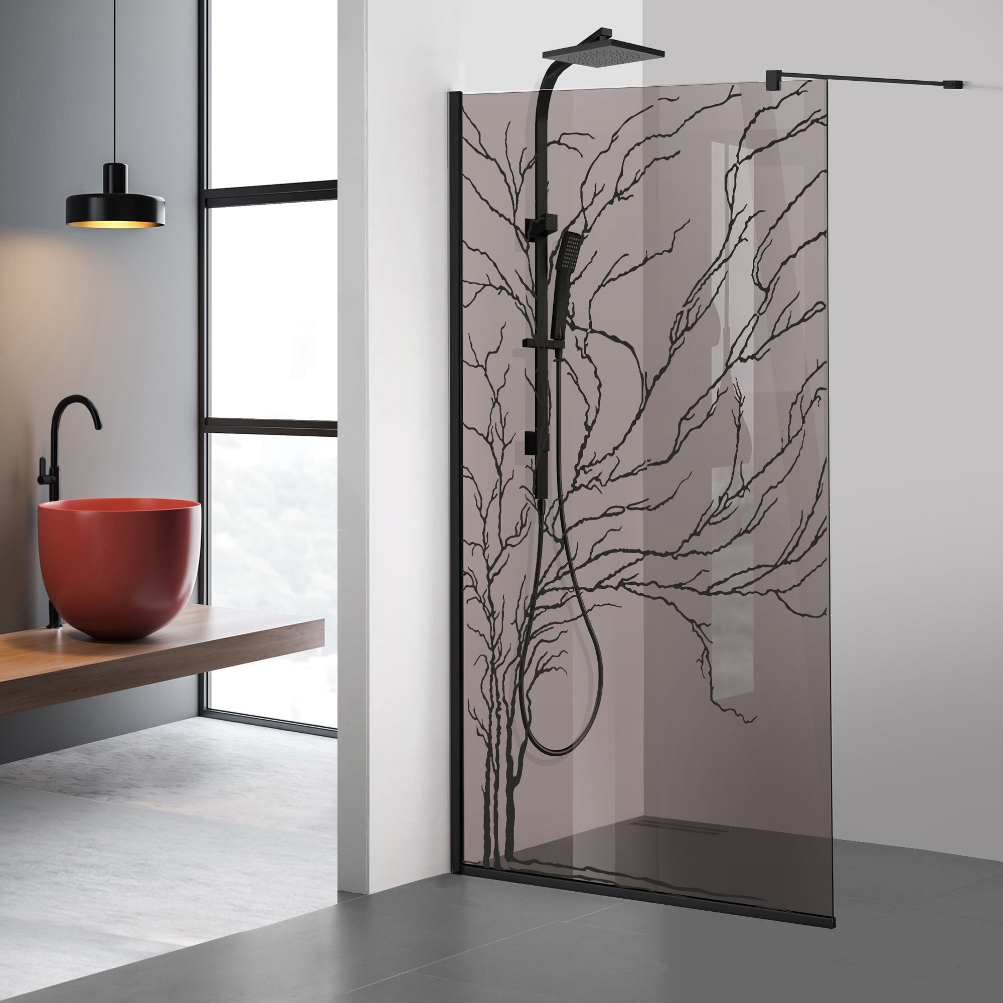 Paravan dus Walk-in, Perete dus Negru, #Bronz #Bronz