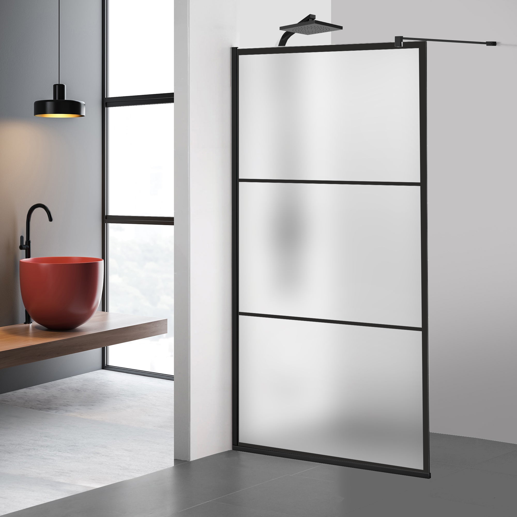 Paravan dus Walk-in, Perete dus Negru, #Mat #Matt