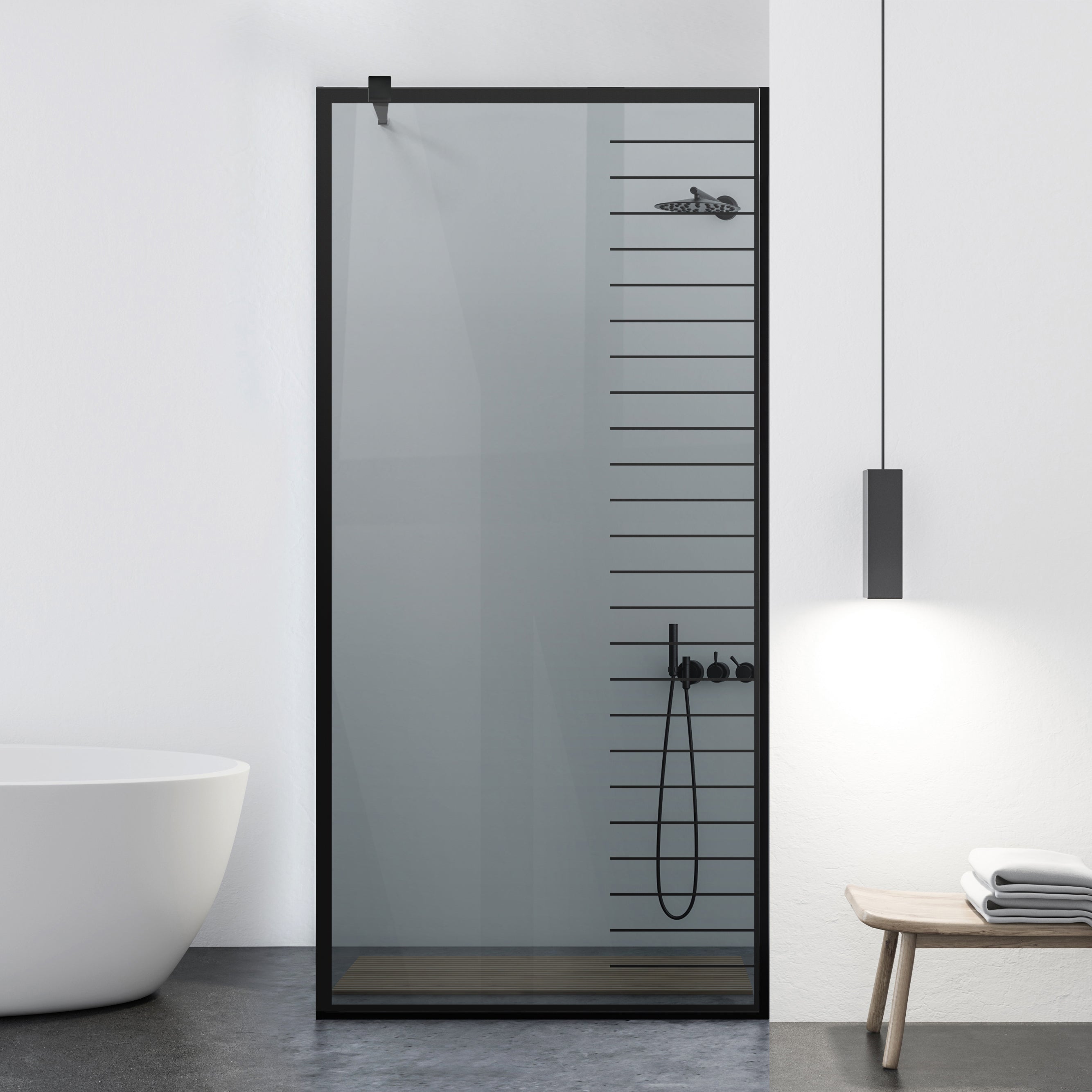 Paravan dus Walk-in, Perete dus Negru, #Gri #Szürke
