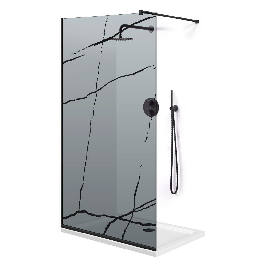 Paravan dus Walk-in, Perete dus  Negru, #Gri #Szürke