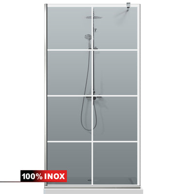 Paravan dus Walk-in, Perete dus  Inox, #Gri #Szürke
