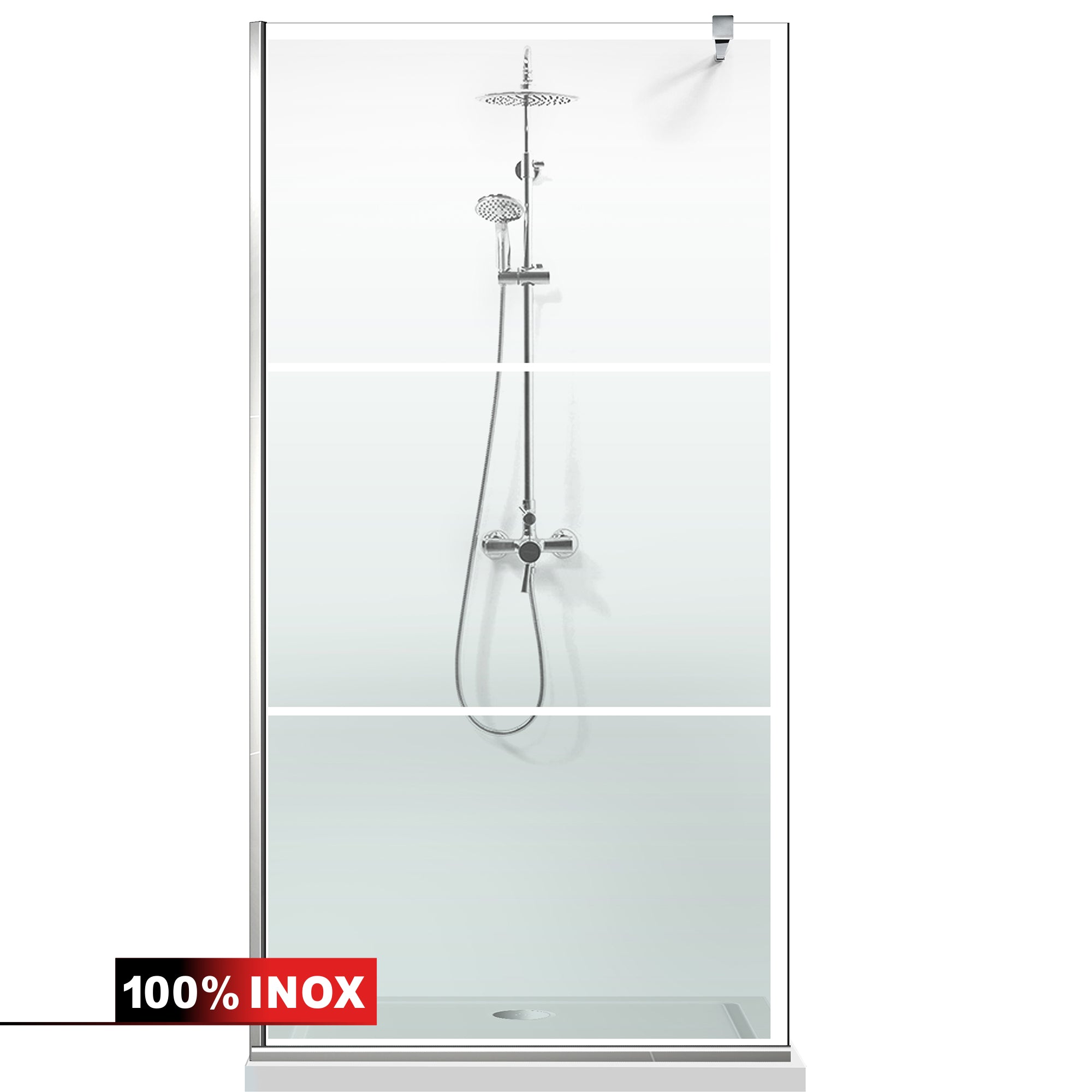 Paravan dus Walk-in, Perete dus  Inox, #Clara