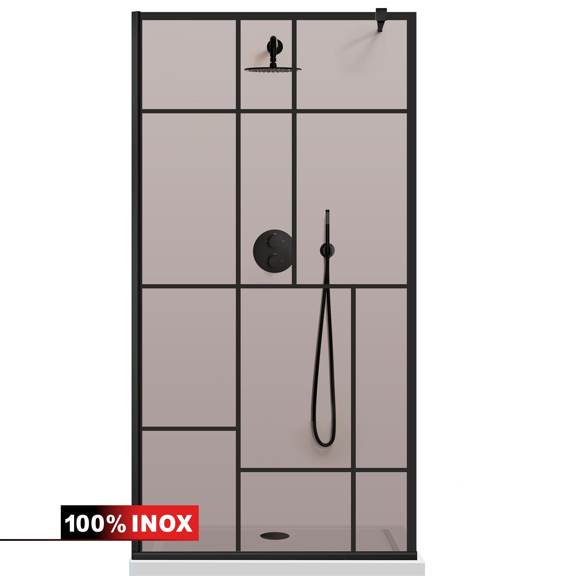 Paravan dus Walk-in, Perete dus  Negru, #Bronz #Bronz