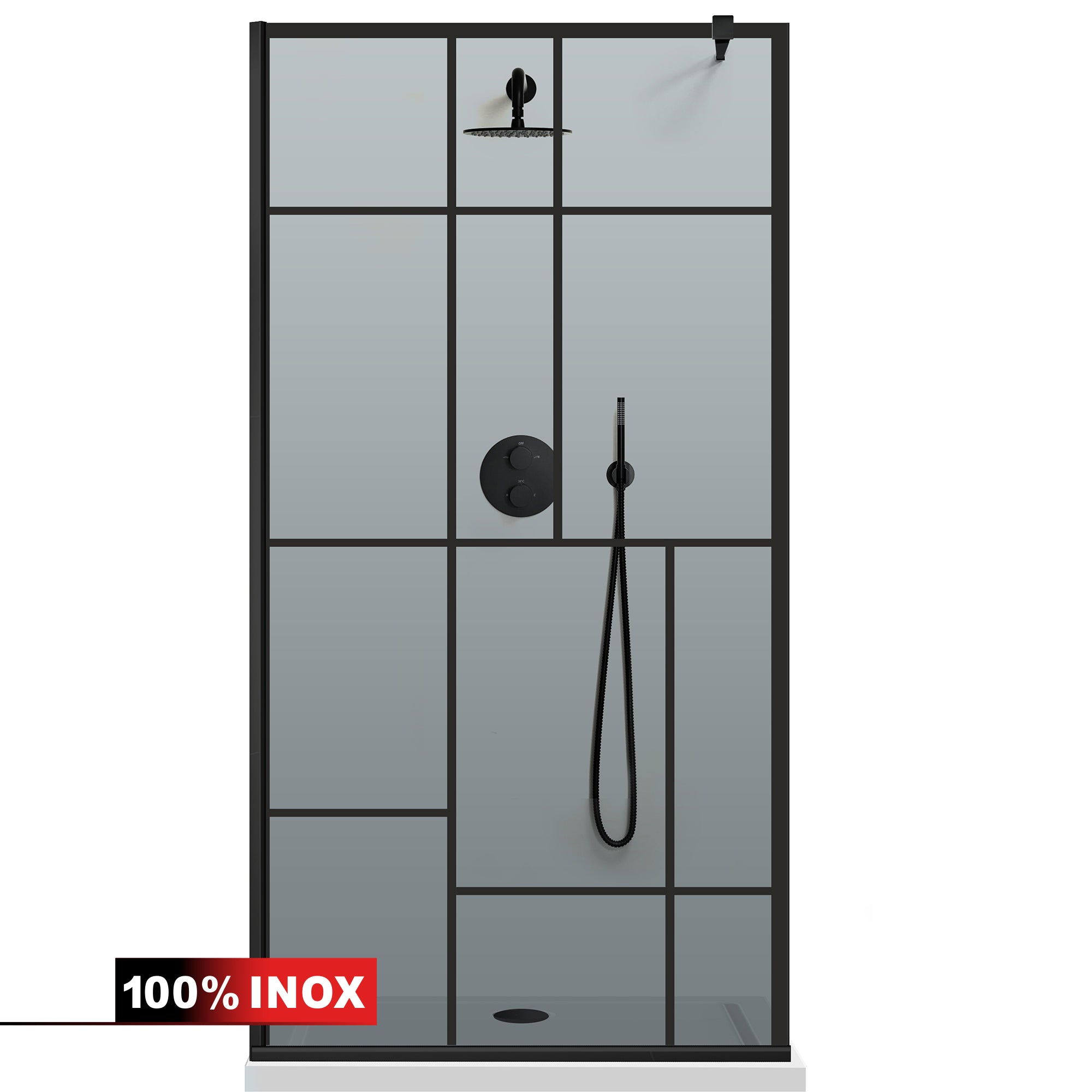 Paravan dus Walk-in, Perete dus  Negru, #Gri #Szürke
