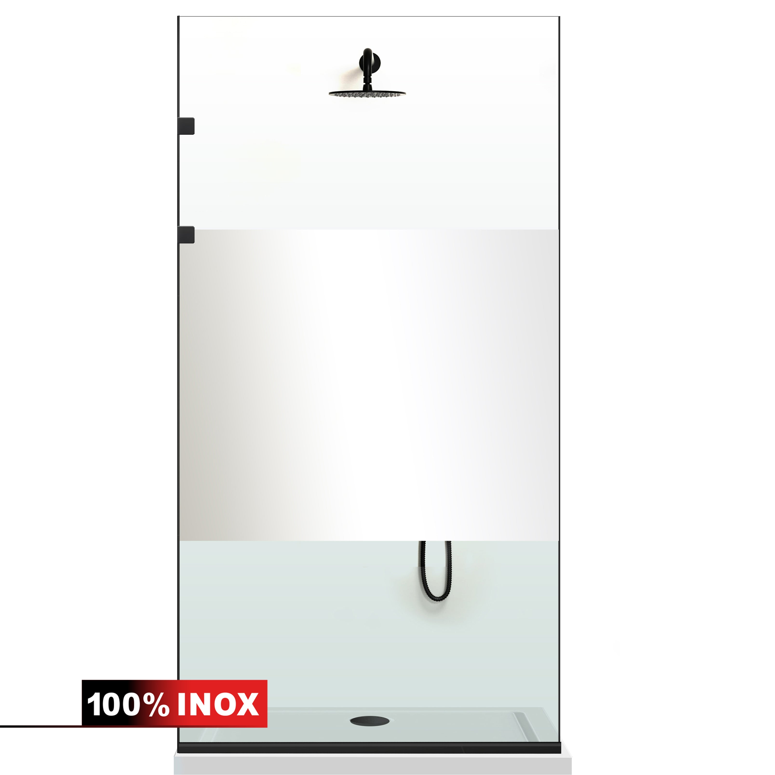 Paravan dus Walk-in, Perete dus Inox, negru mat, #Clara #Víztiszta