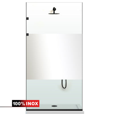 Paravan dus Walk-in, Perete dus Inox, negru mat, #Clara #Víztiszta
