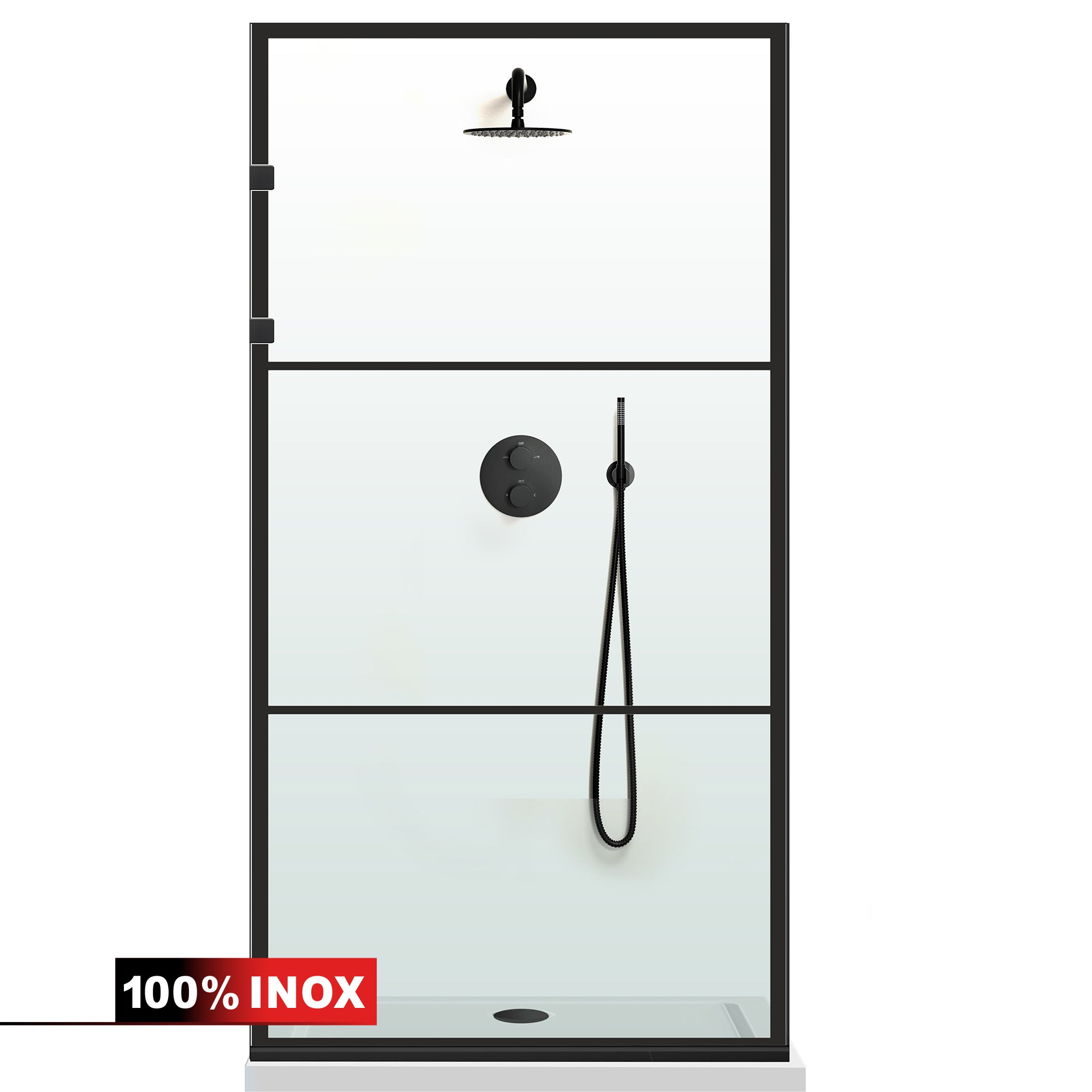 Paravan dus Walk-in, Perete dus Inox, #Clara #Víztiszta