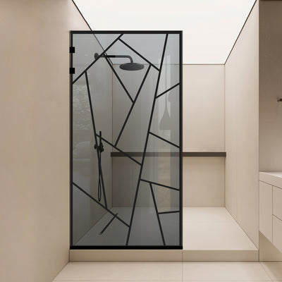 Paravan dus Walk-in, Perete dus Inox, negru mat #Gri
