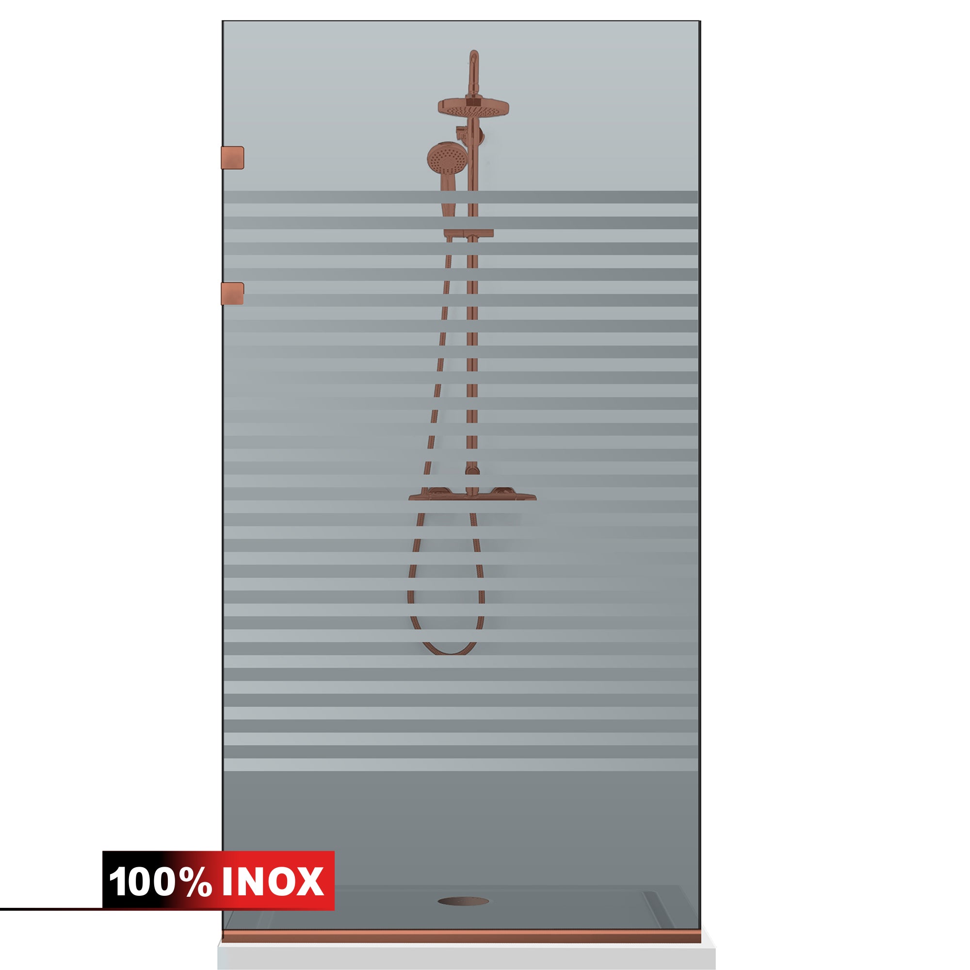 Paravan dus Walk-in, Perete dus Inox, cupru #Gri