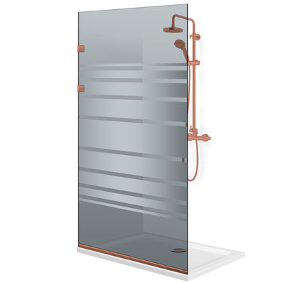 Paravan dus Walk-in, Perete dus Inox, cupru #Gri
