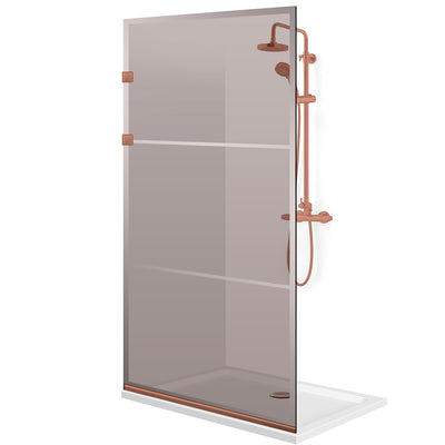 Paravan dus Walk-in, Perete dus Inox, cupru #Bronz