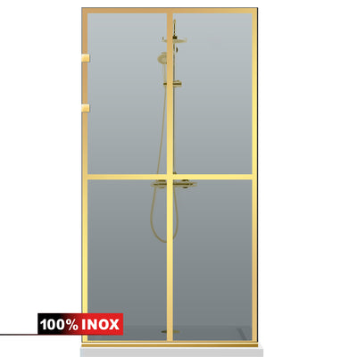 Paravan dus Walk-in, Perete dus Inox, auriu #Gri