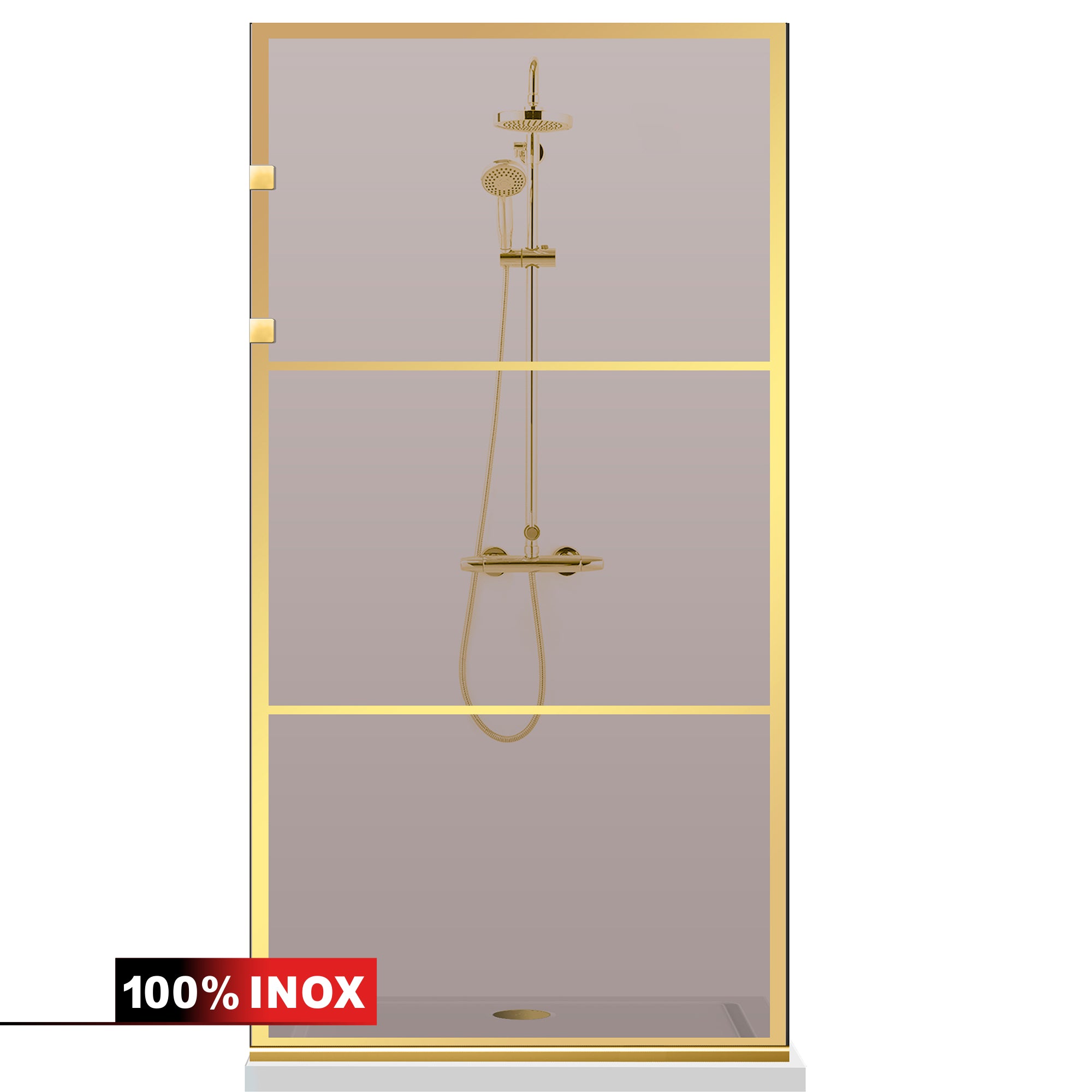 Paravan dus Walk-in, Perete dus Inox, auriu #Bronz