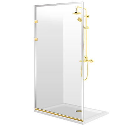 Paravan dus Walk-in, Perete dus Inox, auriu, #Clara #Víztiszta