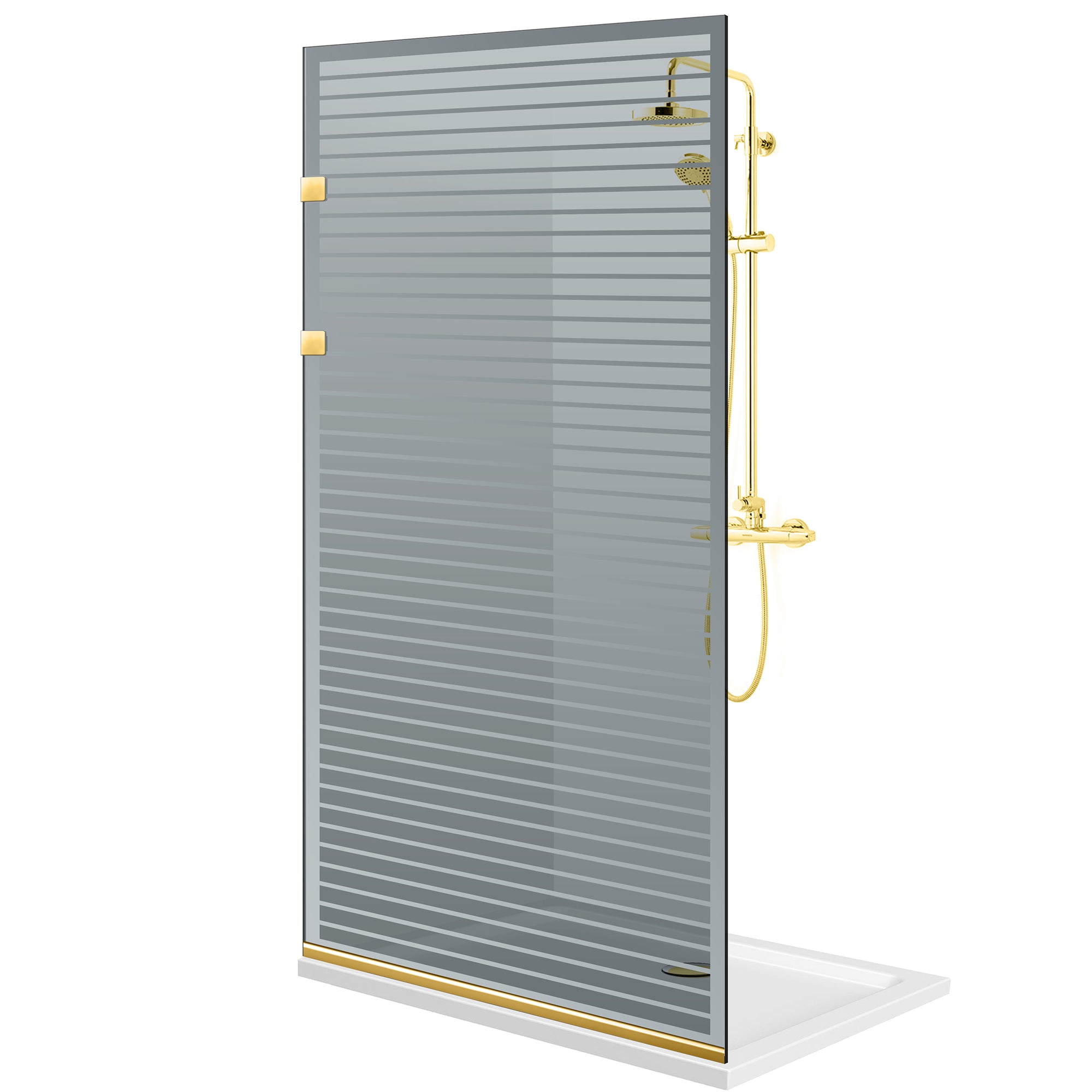 Paravan dus Walk-in, Perete dus Inox, auriu #Gri