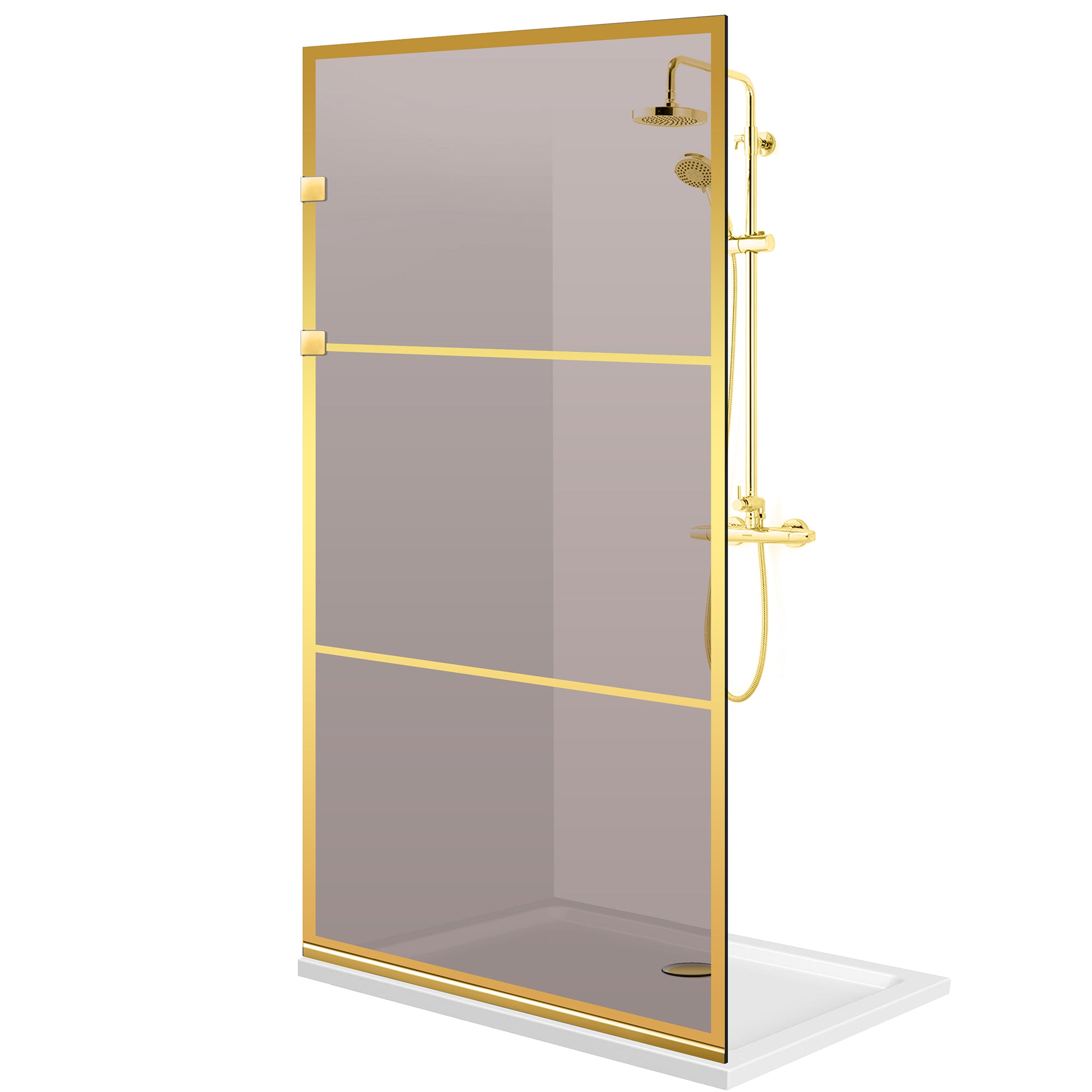 Paravan dus Walk-in, Perete dus Inox, auriu #Bronz