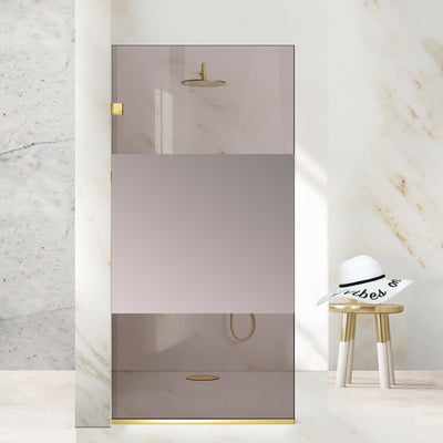 Paravan dus Walk-in, Perete dus Inox, auriu #Bronz