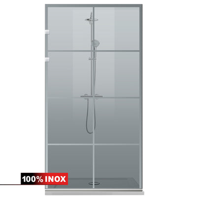 Paravan dus Walk-in, Perete dus Inox, #Gri