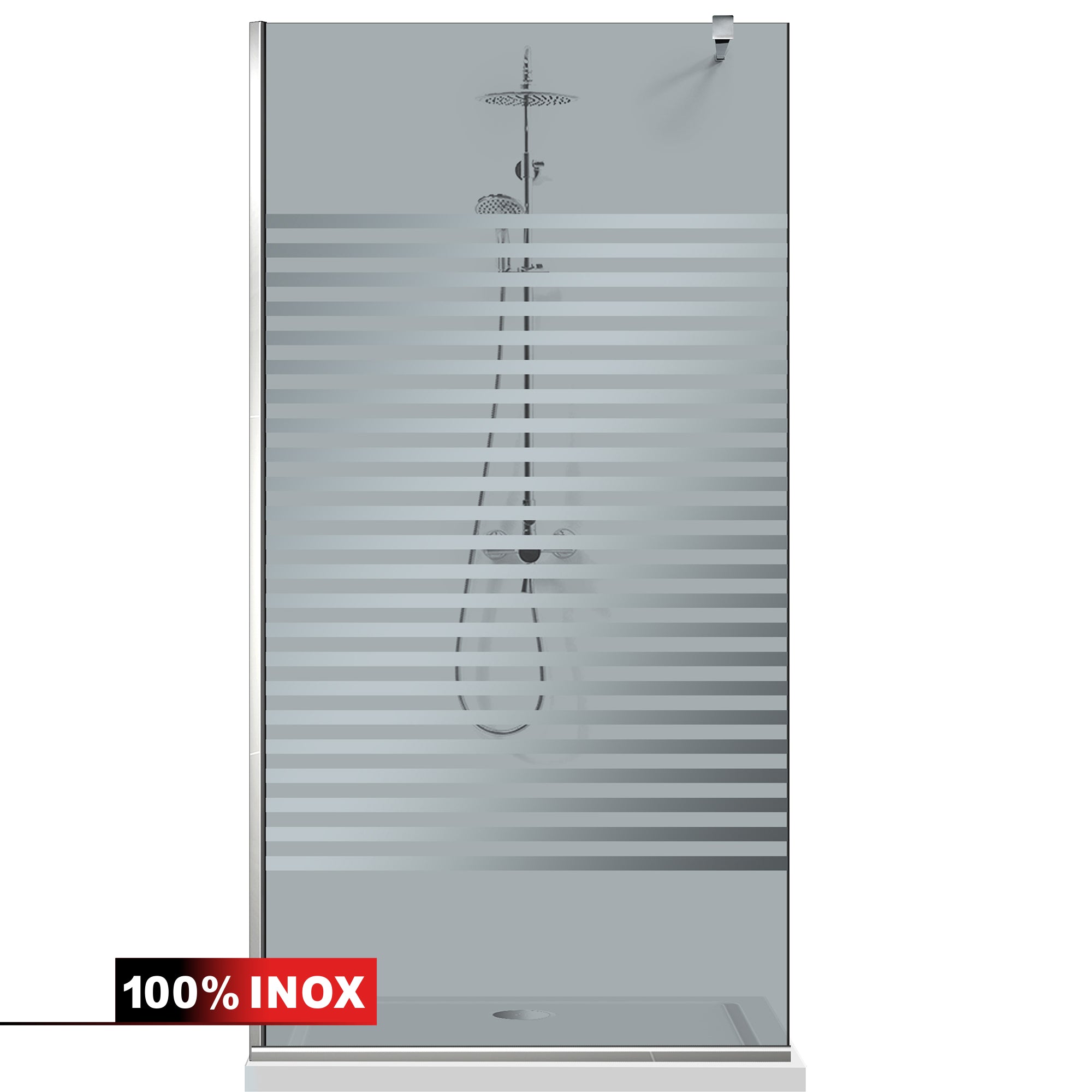 Paravan dus Walk-in, Perete dus  Inox, #Gri #Szürke