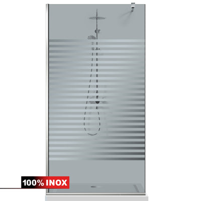 Paravan dus Walk-in, Perete dus  Inox, #Gri #Szürke