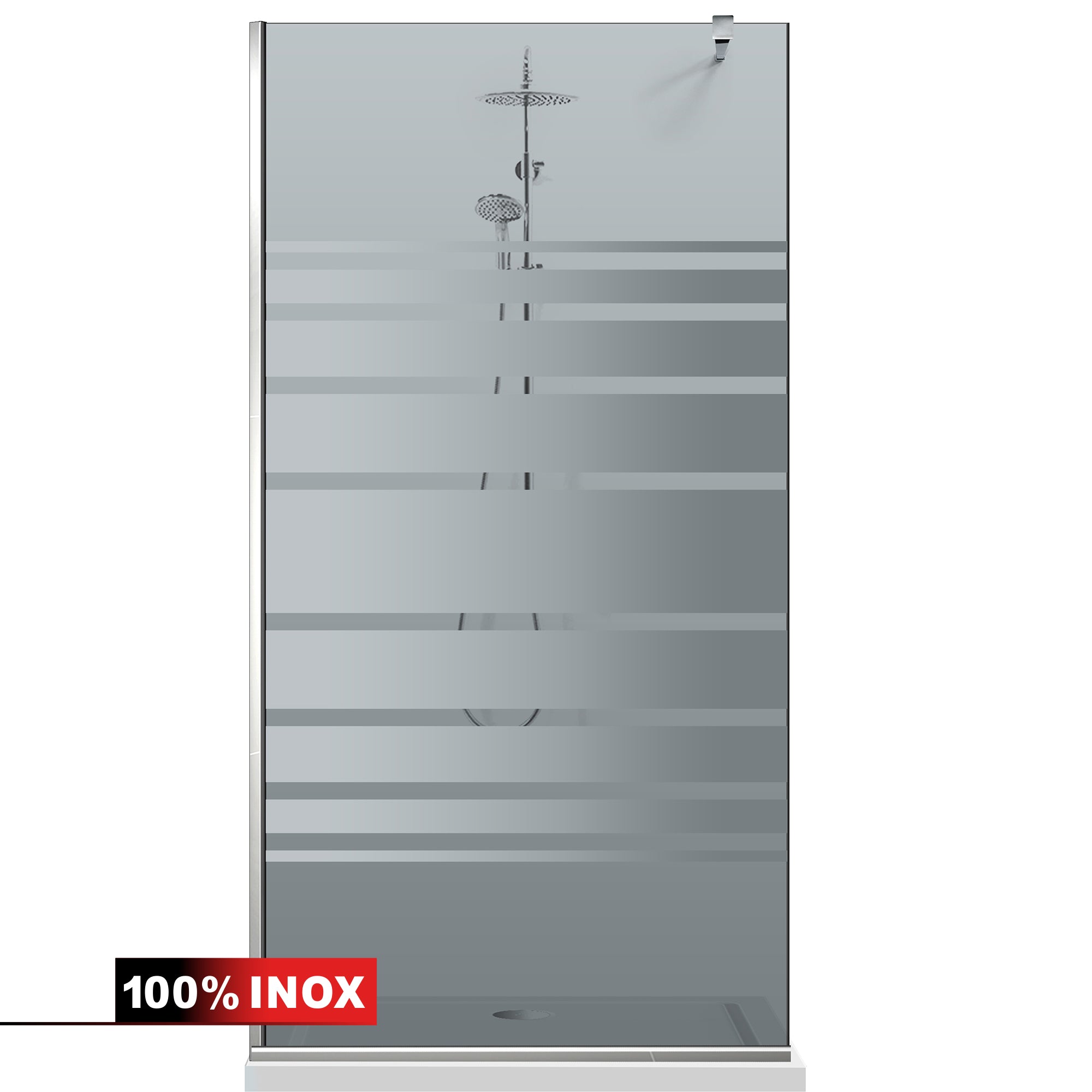 Paravan dus Walk-in, Perete dus  Inox, #Gri #Szürke