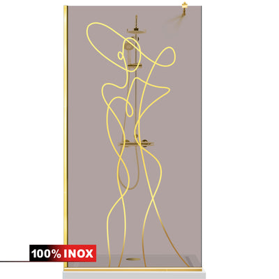 Paravan dus Walk-in, Perete dus  Auriu, #Bronz #Bronz