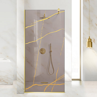 Paravan dus Walk-in, Perete dus  Auriu, #Bronz #Bronz