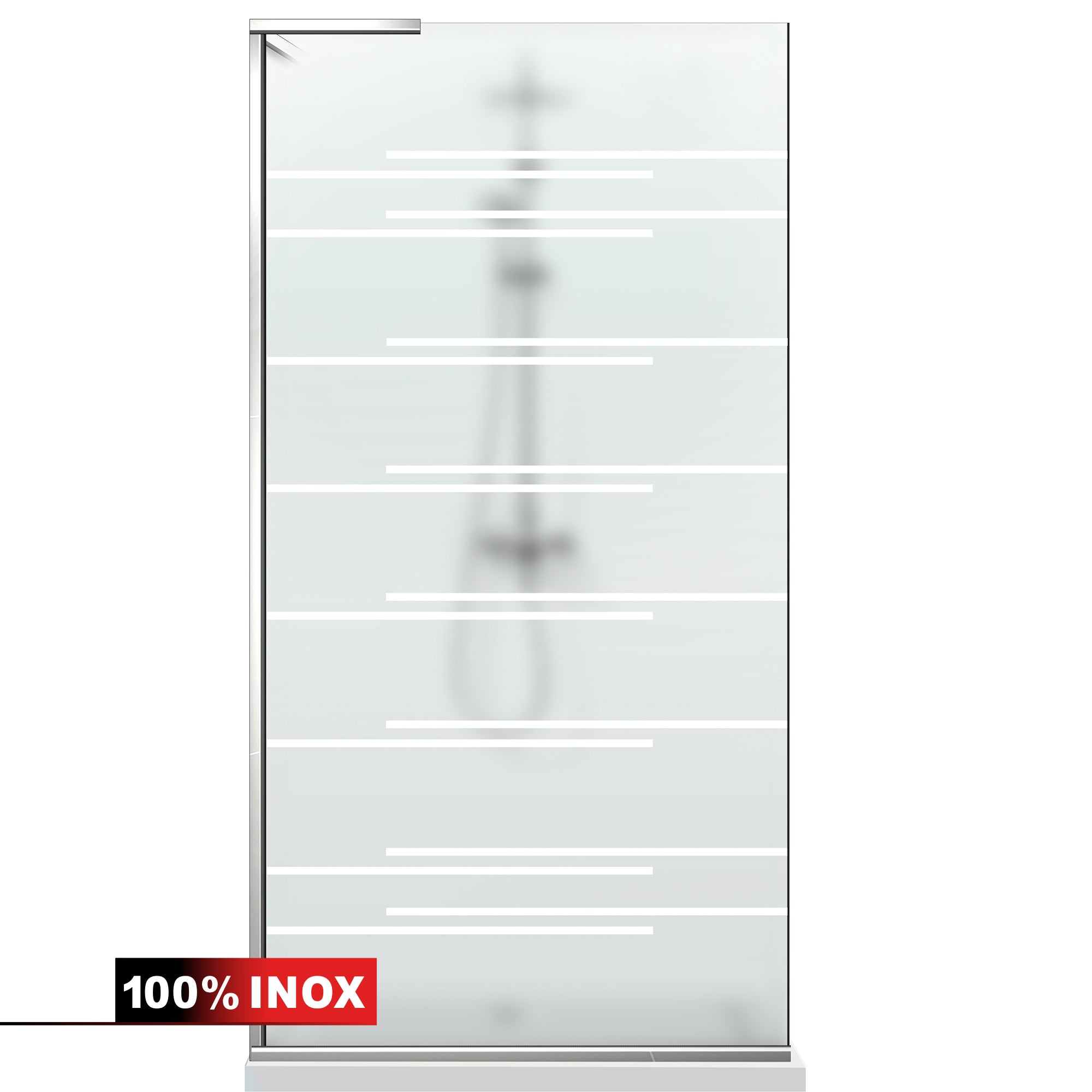 Paravan dus Walk-in, Perete dus Inox, #Mat #Matt