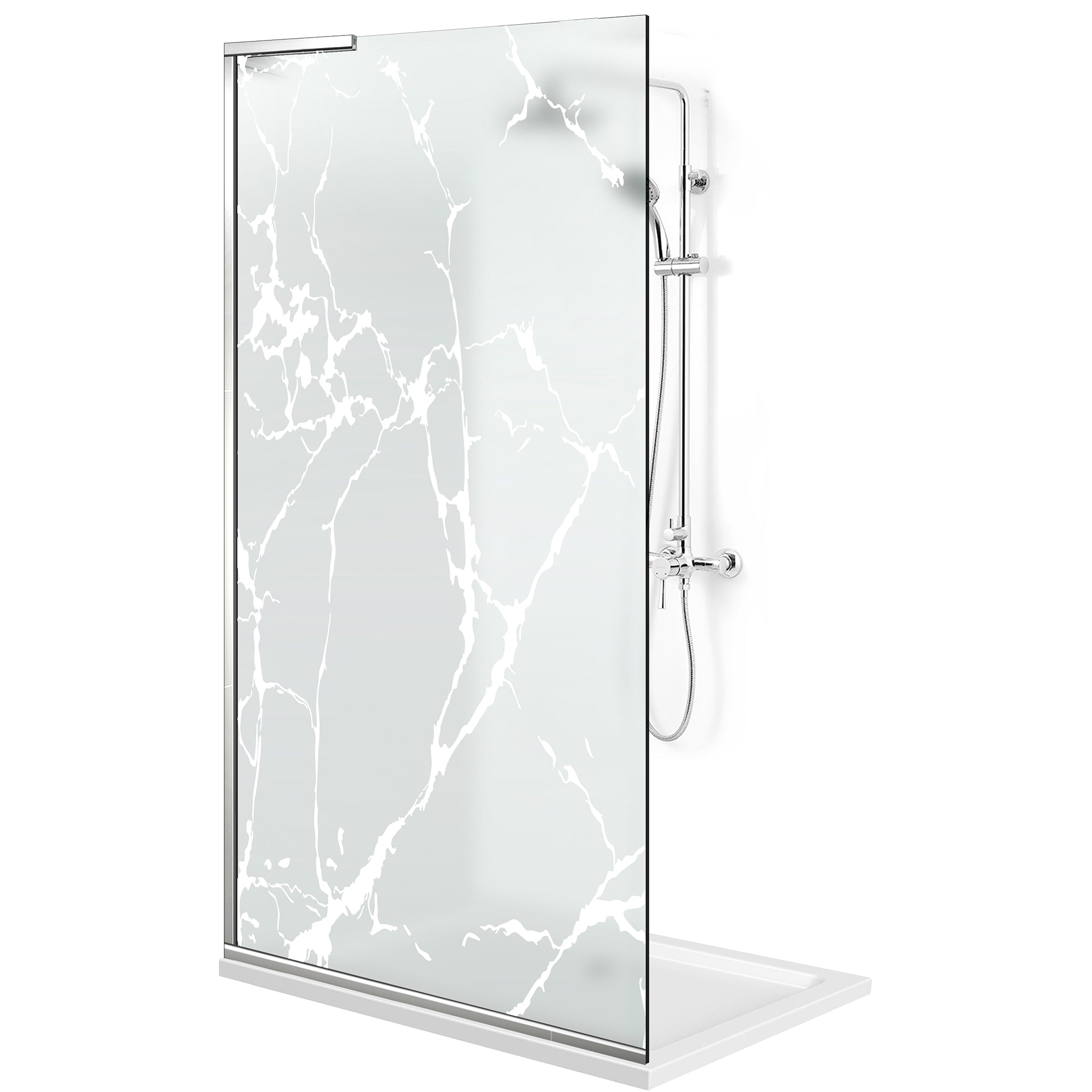 Paravan dus Walk-in, Perete dus Inox, #Mat #Matt