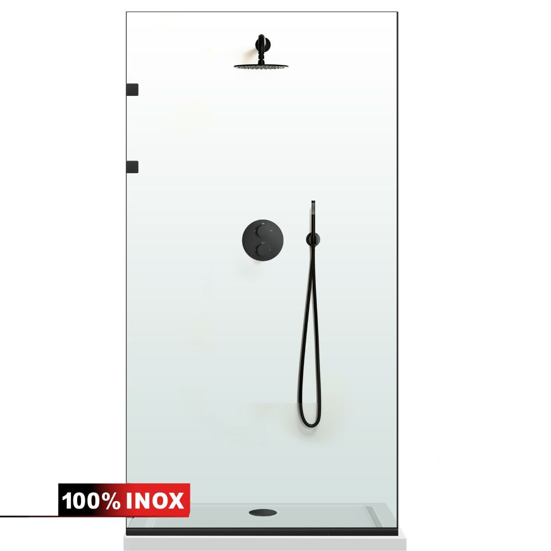 Paravan dus Walk-in, Perete dus Inox, negru mat, #Clara #Víztiszta
