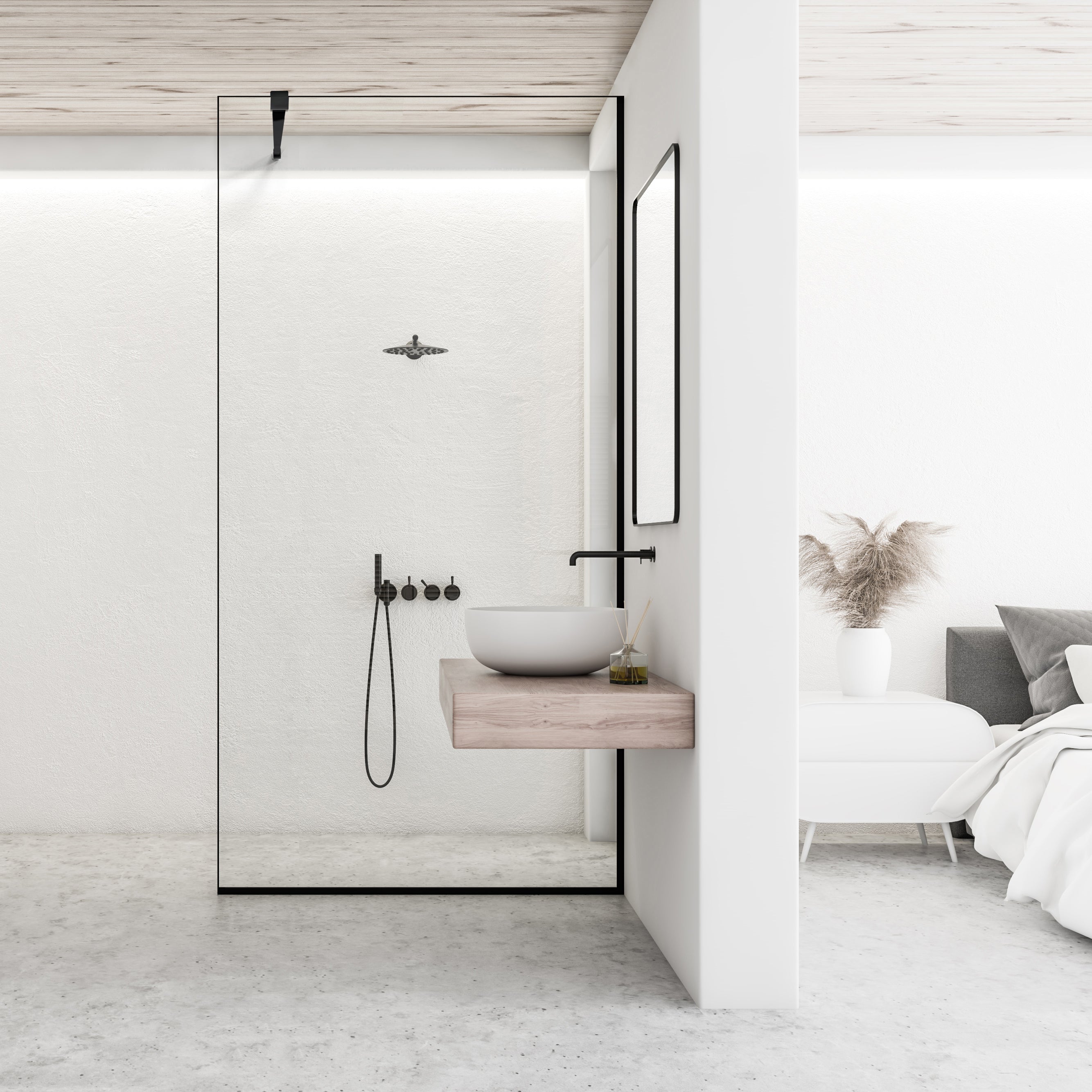 Paravan dus Walk-in, Perete dus Negru, #Clara #Víztiszta