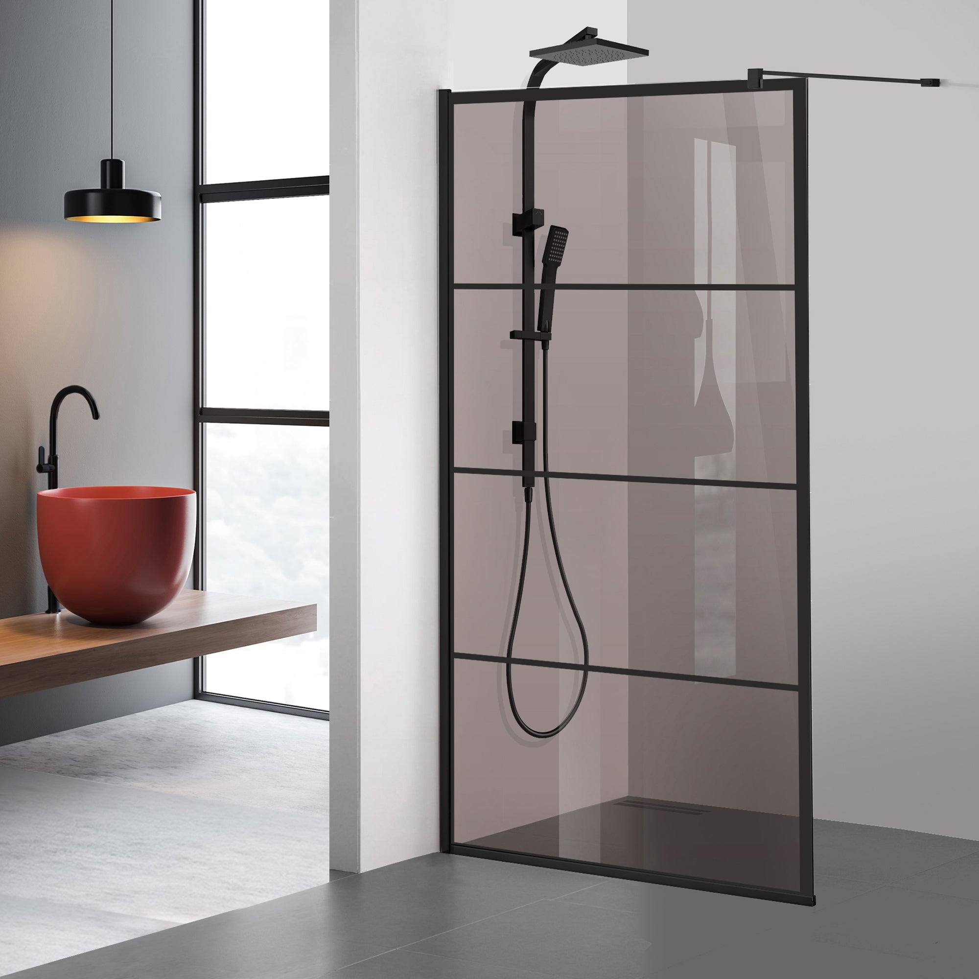 Paravan dus Walk-in, Perete dus  Negru, #Bronz #Bronz