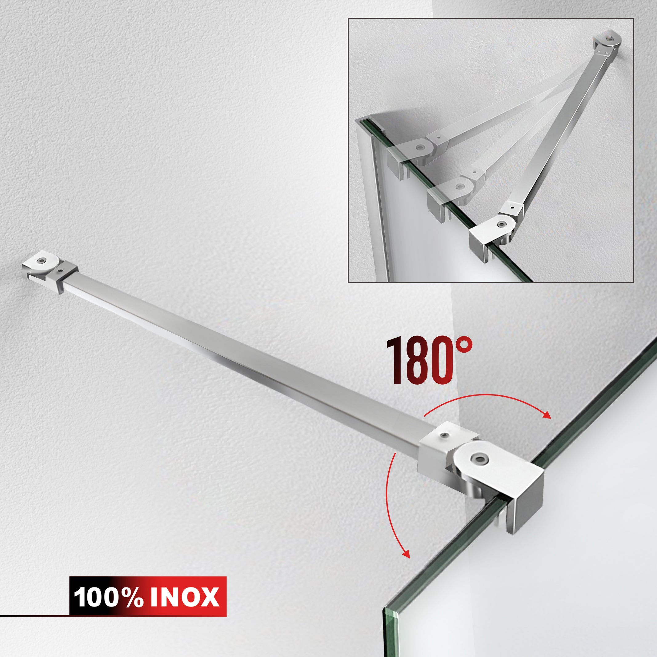 Paravan dus Walk-in, Perete dus  Inox, #Mata #Matt