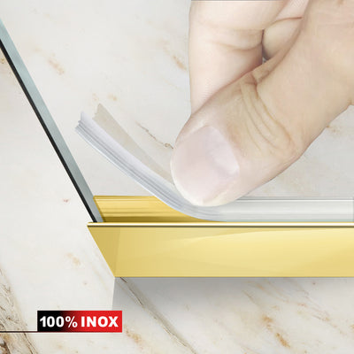 Aqua Elegance ® Gold walk-in zuhanyfal, Mode arany modell, teljes arany rozsdamentes acél szerelvények, átlátszó, biztonsági üveg