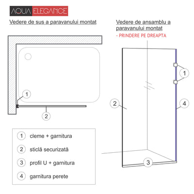 Paravan dus Walk-in, Perete dus Inox, negru mat, #Clara #Víztiszta